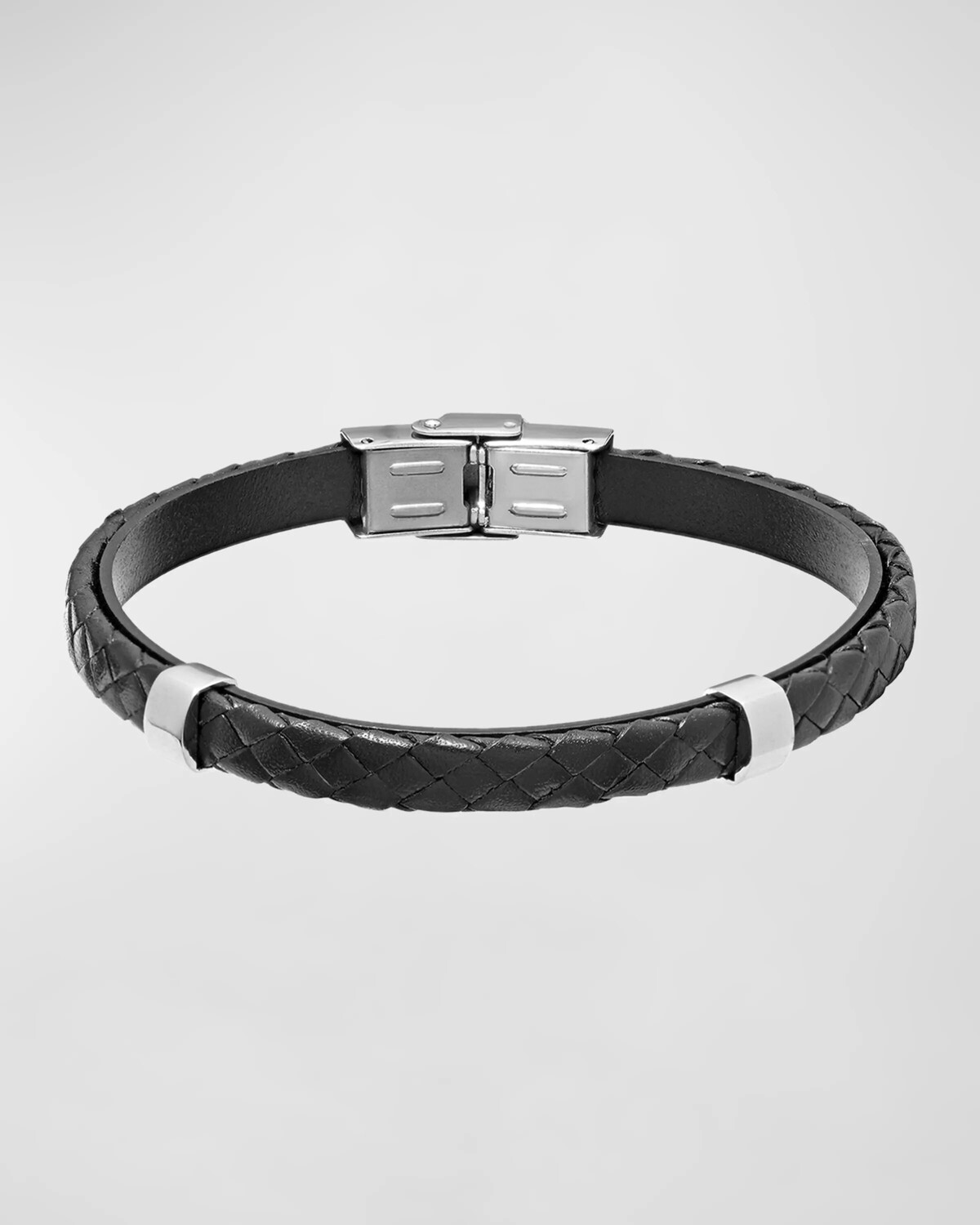 

Мужской браслет из нержавеющей стали и плетеной кожи Link Up, цвет Black