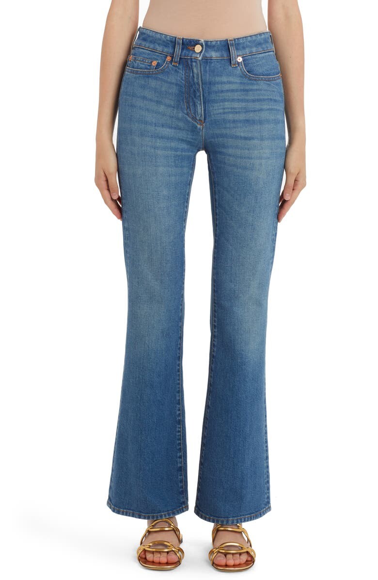 

Джинсы Bootcut из стрейч-джинса с VLOGO и цепочкой VALENTINO