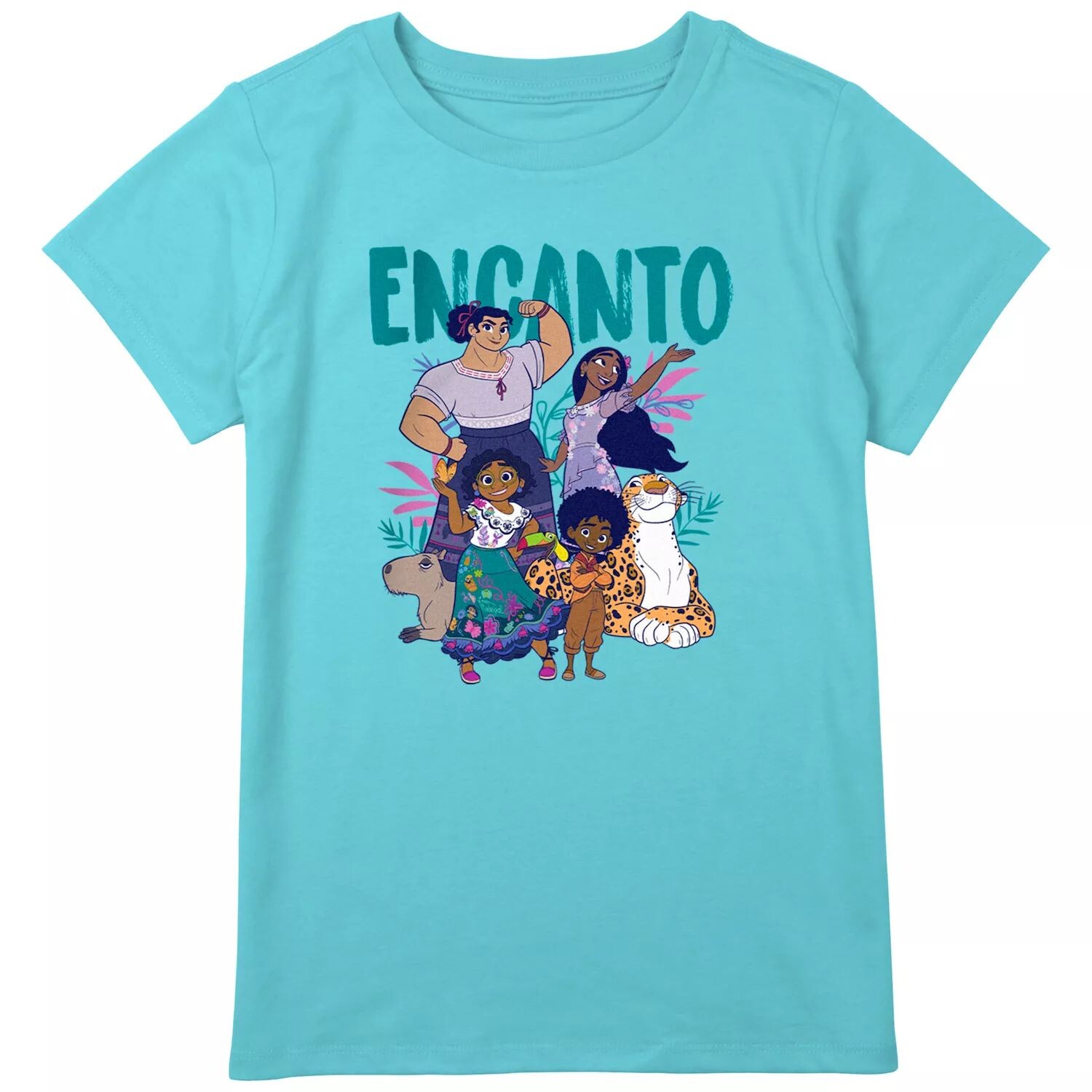 

Футболка с графическим рисунком Disney's Encanto Group Portrait Logo для девочек 8–20 лет обычного размера и размера плюс Disney