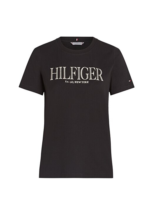 

Черная женская футболка с круглым вырезом с принтом REG MDN HILFIGER C-NK SS Tommy Hilfiger, черный