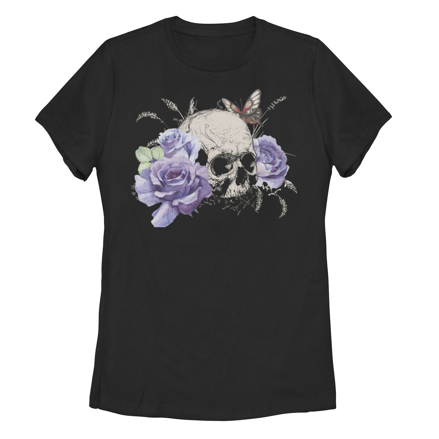 цена Детская футболка с цветочным рисунком черепа и бабочки