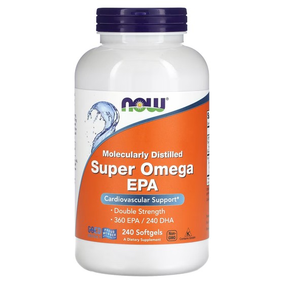 Пищевая добавка NOW Foods Super Omega EPA, 240 мягких таблеток омега 3 500 epa 250 dha ultra now foods 90 капсул