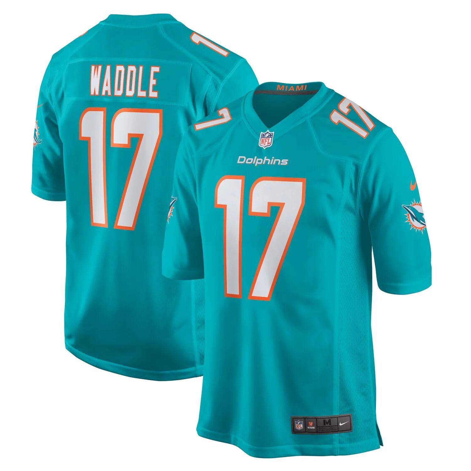 

Молодежная игровая майка Nike Jaylen Waddle Aqua Miami Dolphins 2021 драфта НФЛ в первом раунде Nike