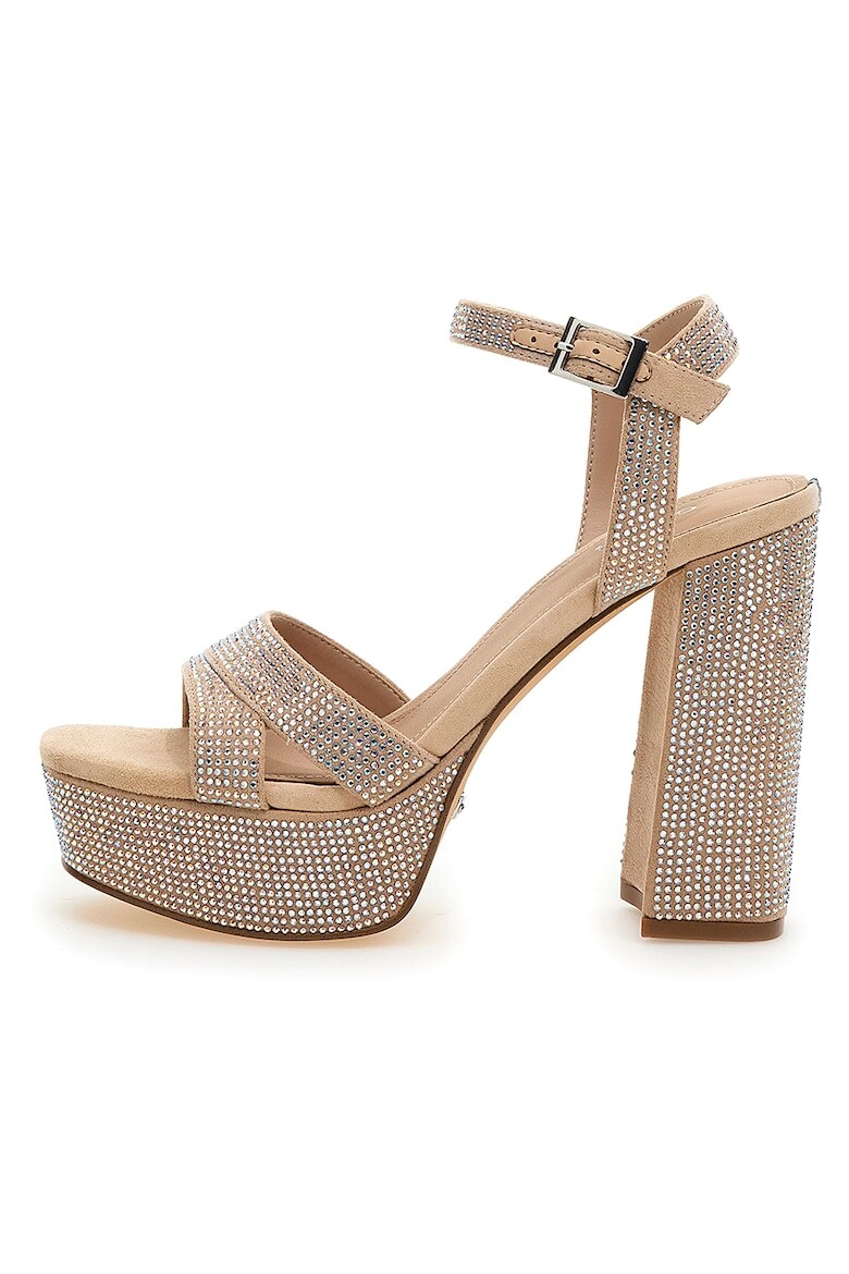 

Сандалии из экозамши с декоративными камнями Guess, серебряный