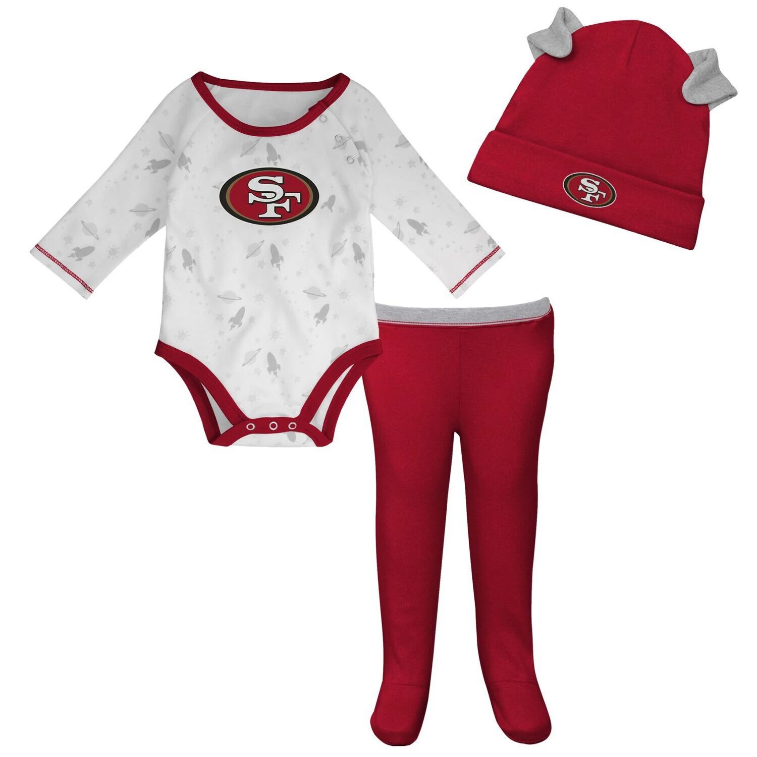 

Белый/алый комплект для новорожденных и младенцев San Francisco 49ers Dream Team, комбинезон со штанами и шапкой Outerstuff