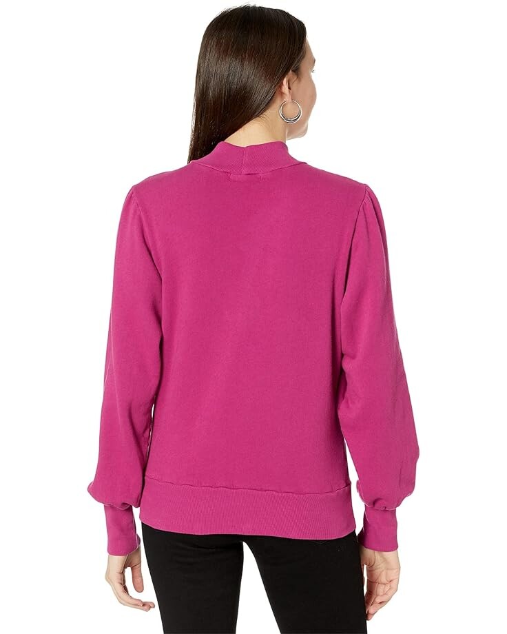 

Толстовка Michael Stars Cozy Terry Paisley Puff Long Sleeve Mock Neck Sweatshirt, фуксия
