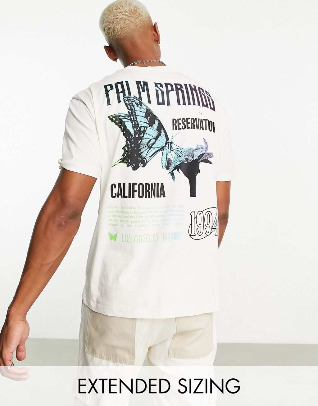 

Свободная белая футболка с изображением бабочки на спине ASOS DESIGN, Белый