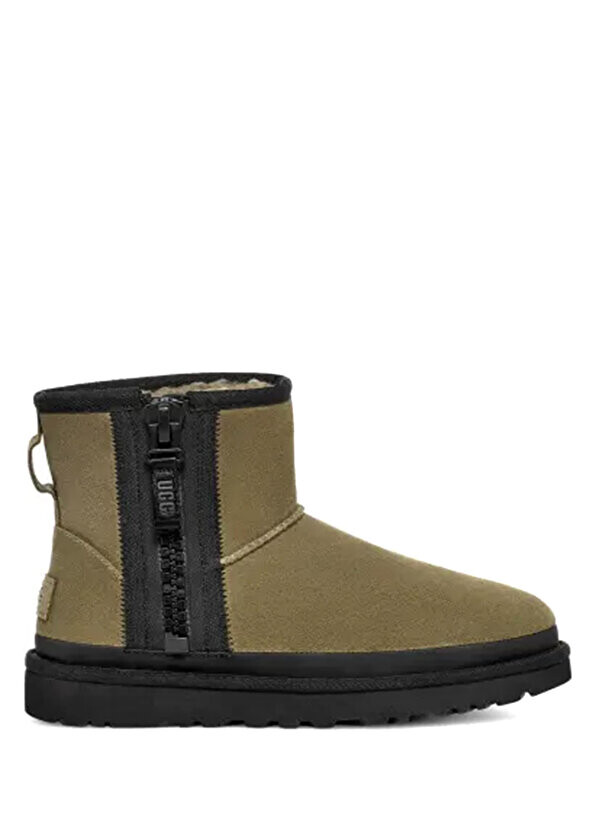 

Классические женские кожаные ботинки цвета хаки с мини-молнией Ugg