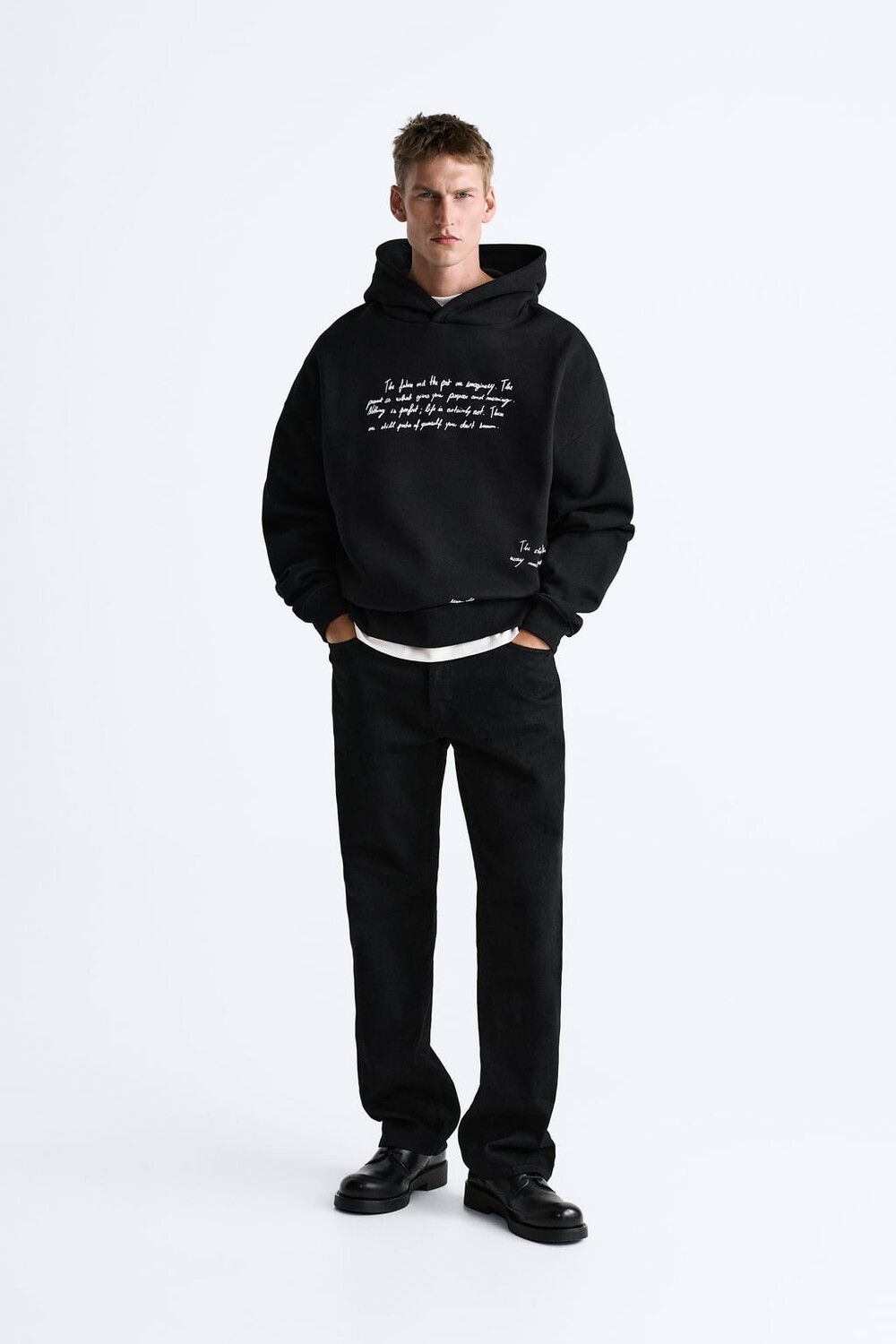 

Толстовка с принтом и надписью ZARA, черный