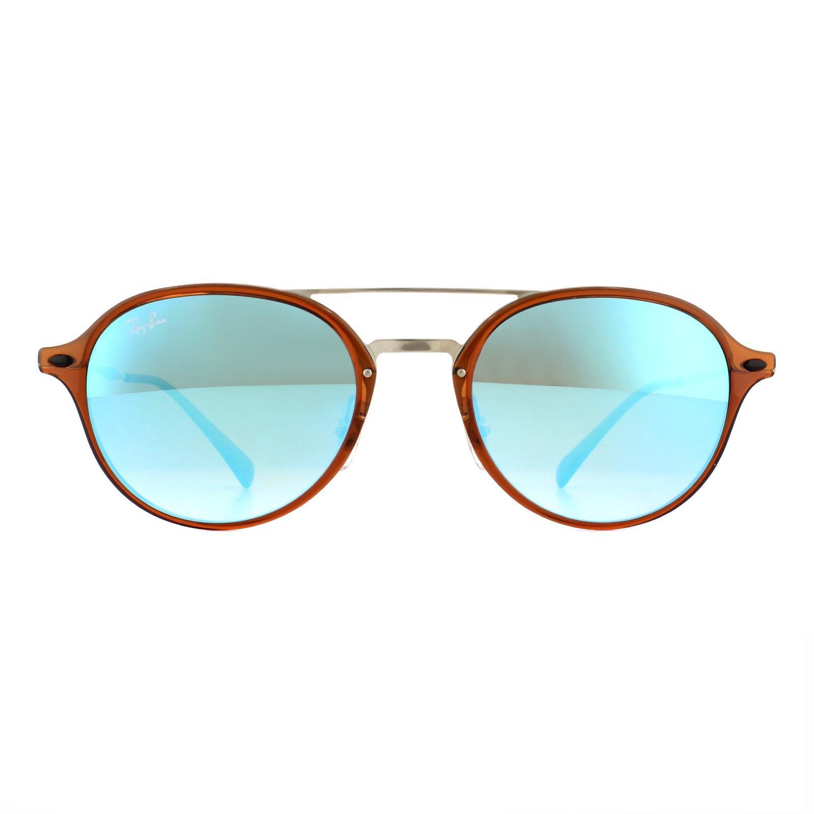 цена Коричневые, серебристо-синие зеркальные солнцезащитные очки-авиаторы с градиентом Ray-Ban, коричневый