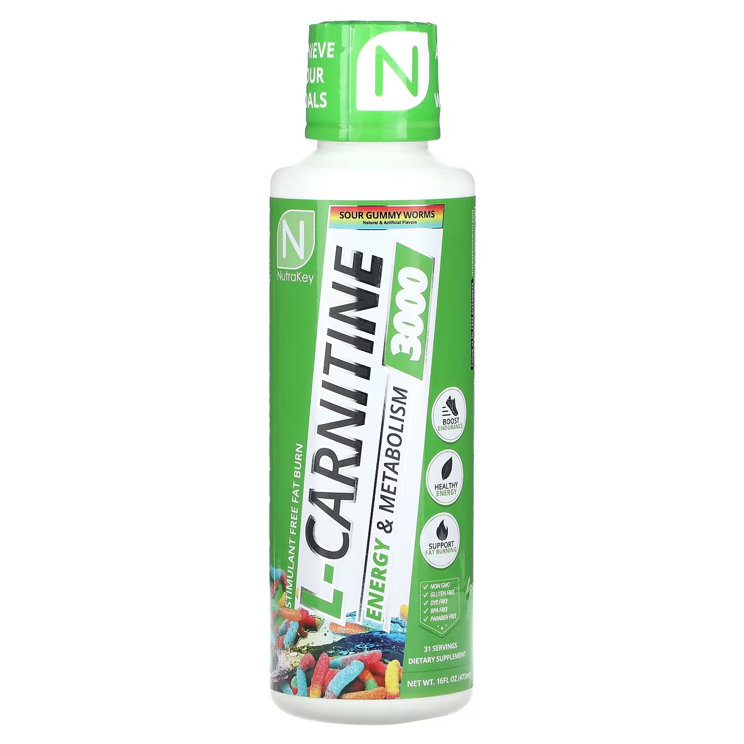 

Nutrakey L-Carnitine 3000 Sour Gummy Worms, 16 жидких унций (473 мл)