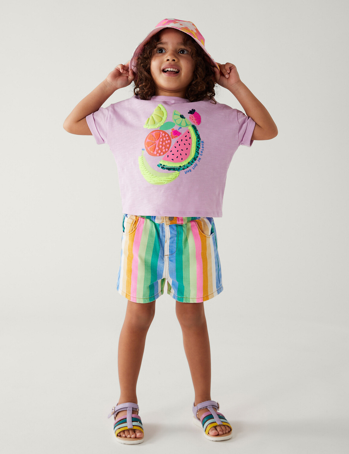

Джинсовые шорты в радужную полоску (2–8 лет) Marks & Spencer, мульти
