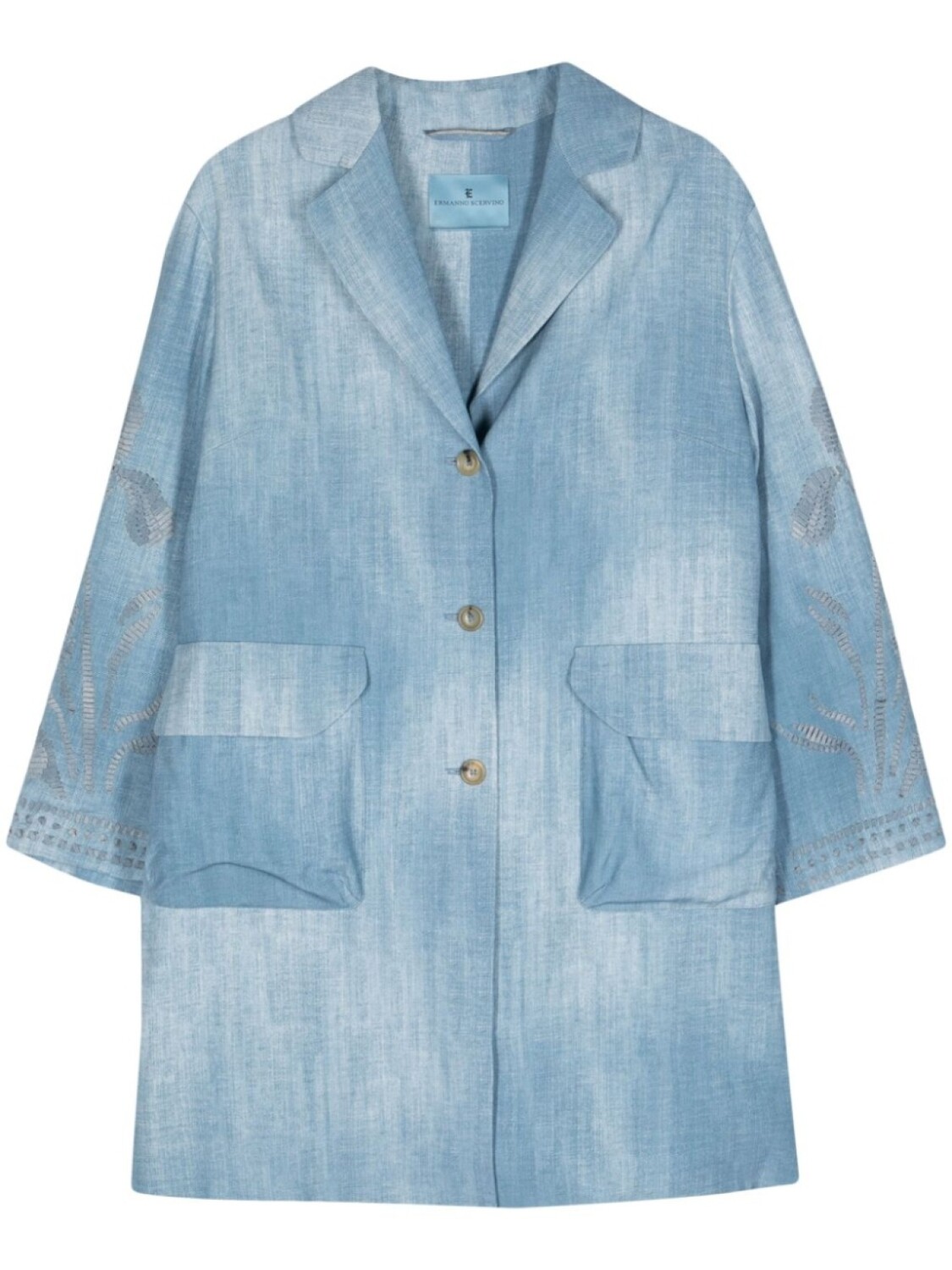 

Пальто с цветочной вышивкой Ermanno Scervino, синее