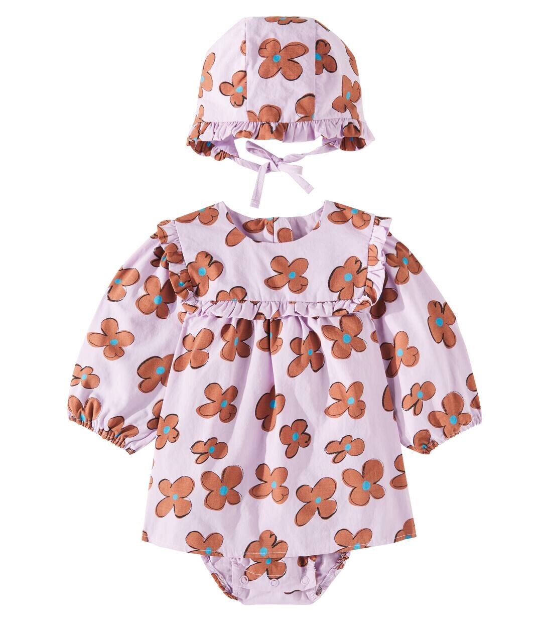

Комплект из хлопкового платья и чепчика Baby Fun Flower Jellymallow, фиолетовый