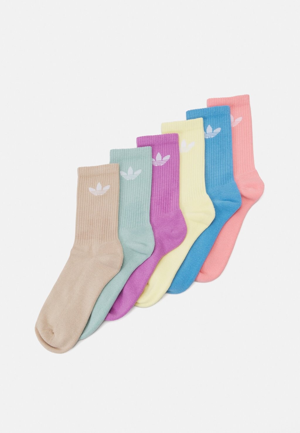 

Носки Unisex 6 Pack adidas Originals, голубой/почти желтый/preloved фиолетовый/волшебный бежевый