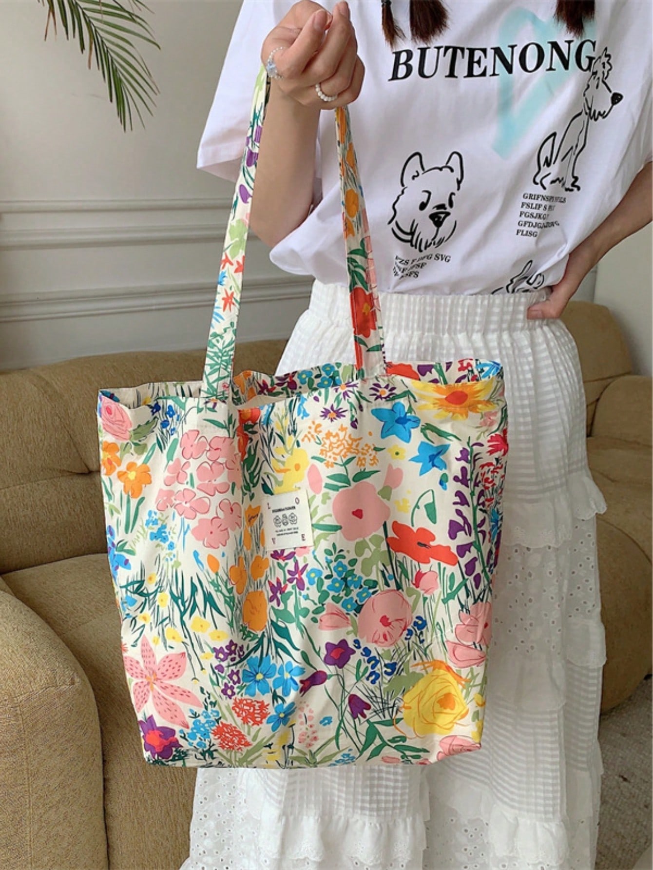 Летняя сумка с цветочным принтом, многоцветный женская сумка для покупок вместительный органайзер для покупок сумка на плечо повседневная холщовая серия самураев