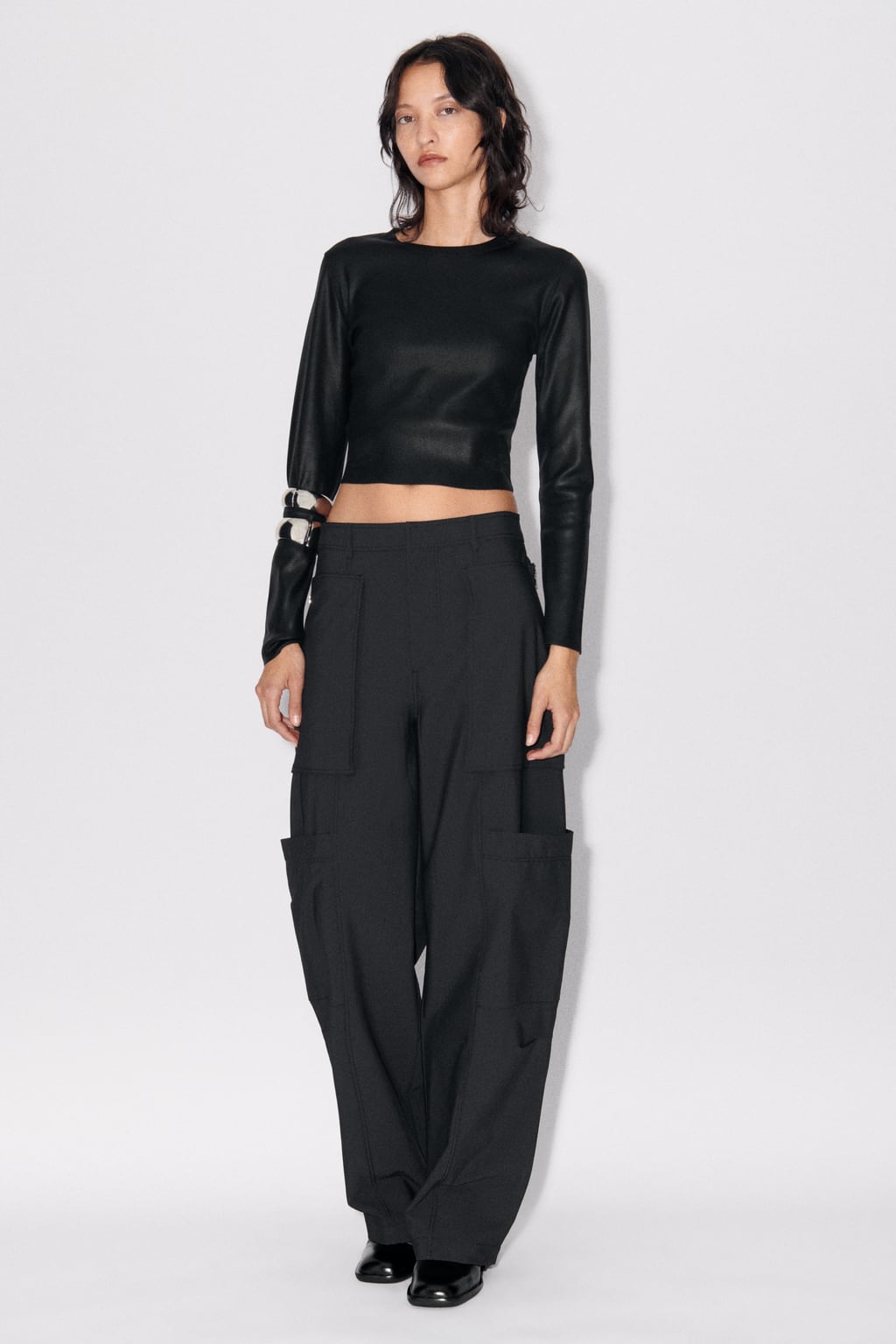 

Брюки карго на молнии Zw Collection ZARA, серый