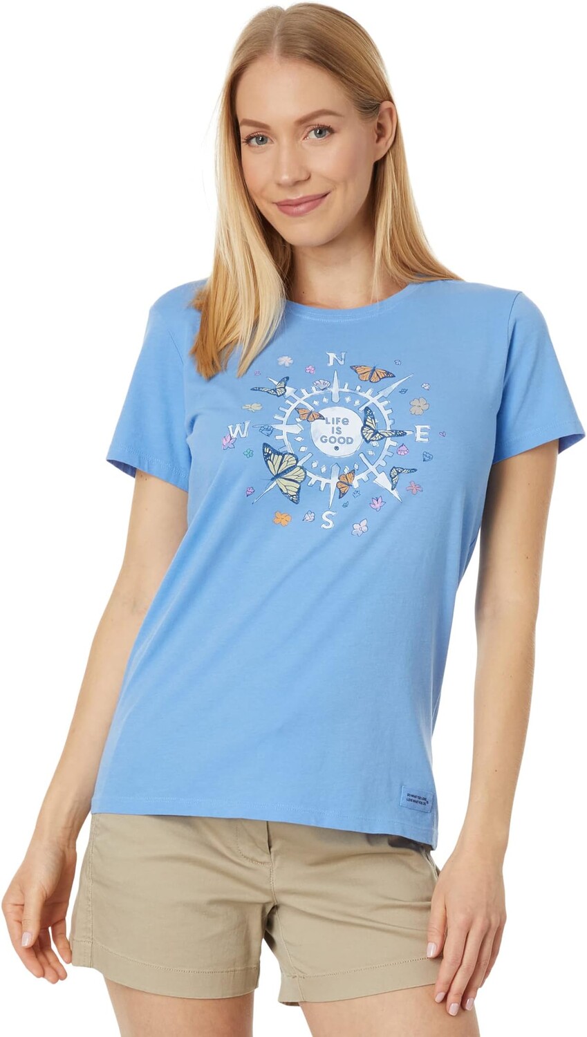 

Футболка Butterfly Compass Crusher-Lite с короткими рукавами Life is Good, цвет Cornflower Blue