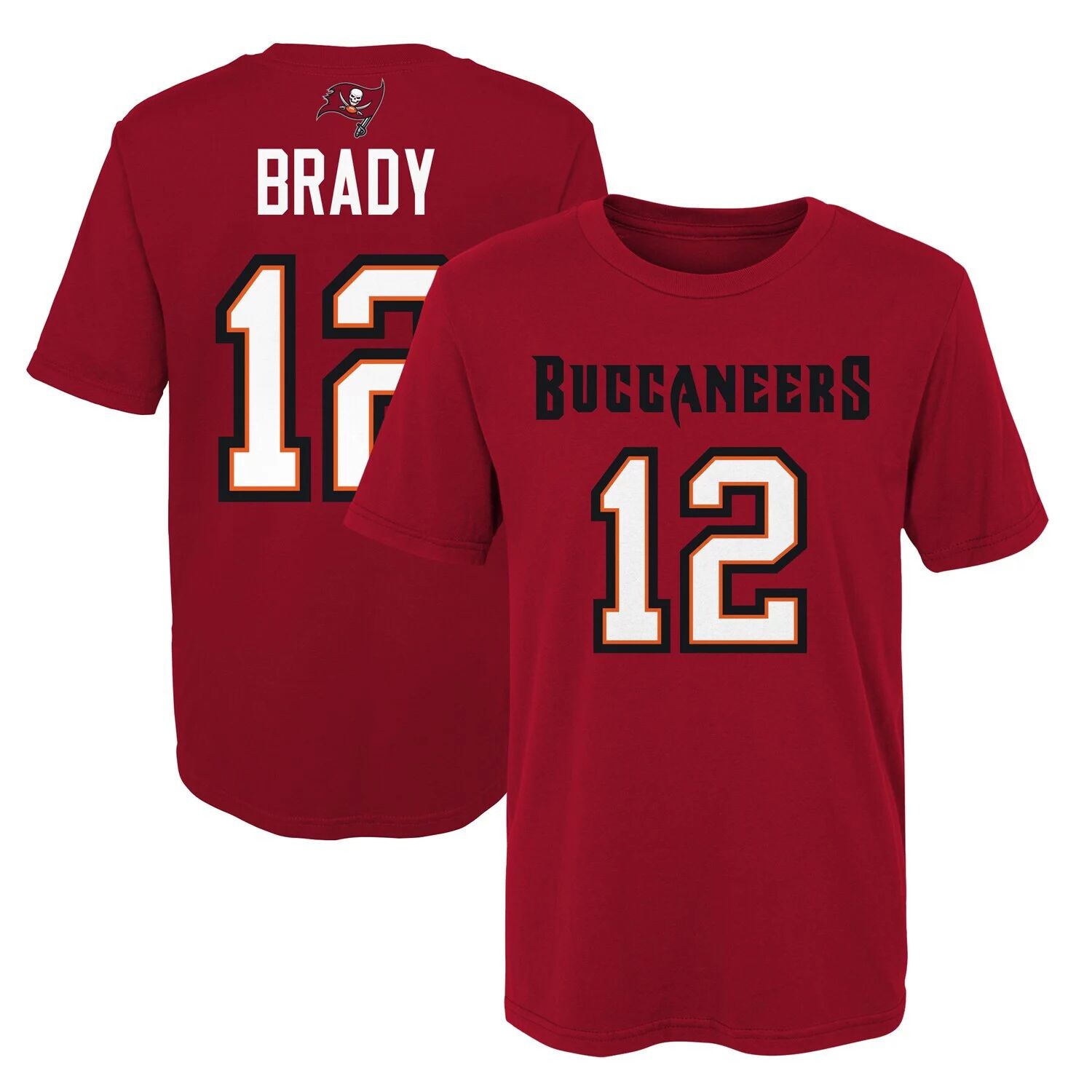 

Красная футболка Tom Brady для дошкольников Tampa Bay Buccaneers Mainliner с именем и номером игрока Outerstuff, Красный