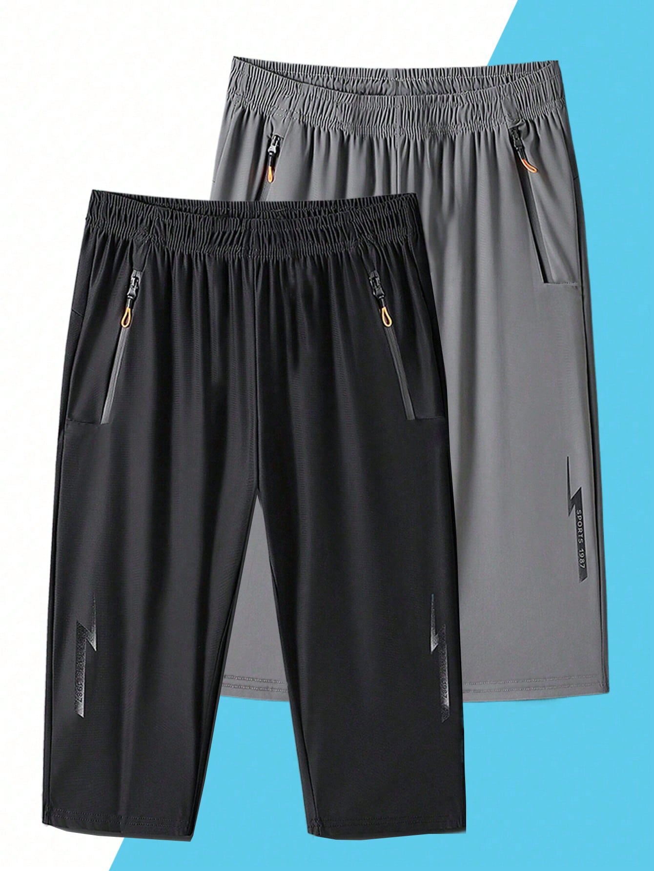 3 шт. Мужские быстросохнущие дышащие спортивные брюки прямого кроя, черный фото