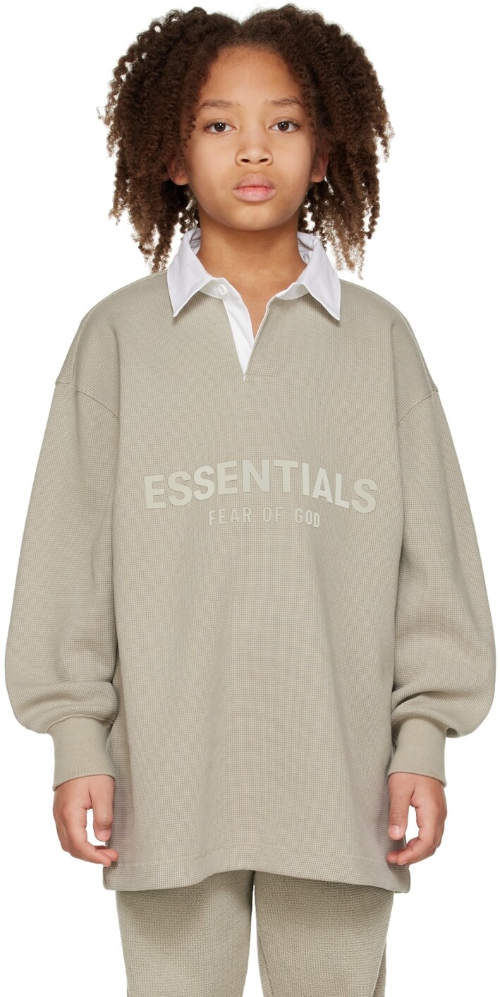 

Детская серая футболка-поло на пуговицах Fear of God ESSENTIALS