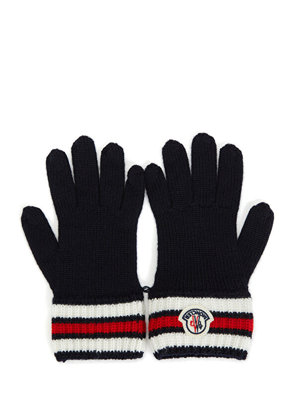 

Темно-синие шерстяные перчатки с логотипом для мальчиков Moncler