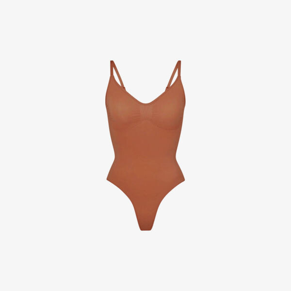 

Облегающее боди из эластичной ткани Seamless Sculpt Skims, бронзовый