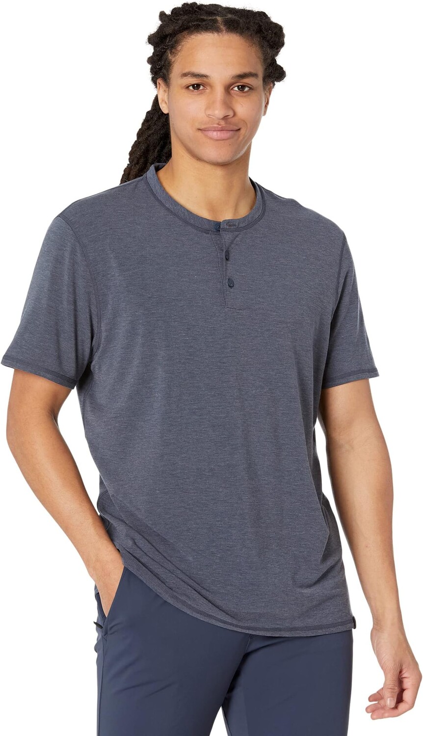 

Футболка Fourlaps Short Sleeve Radius Henley, цвет Navy Heather