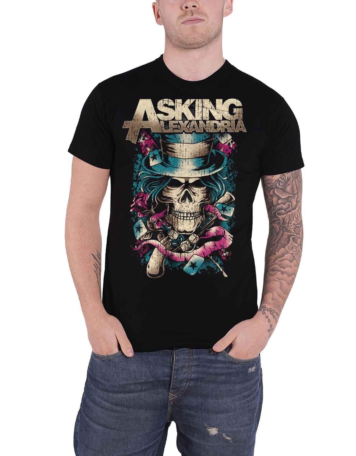

Футболка с черепом и шляпой Asking Alexandria, черный