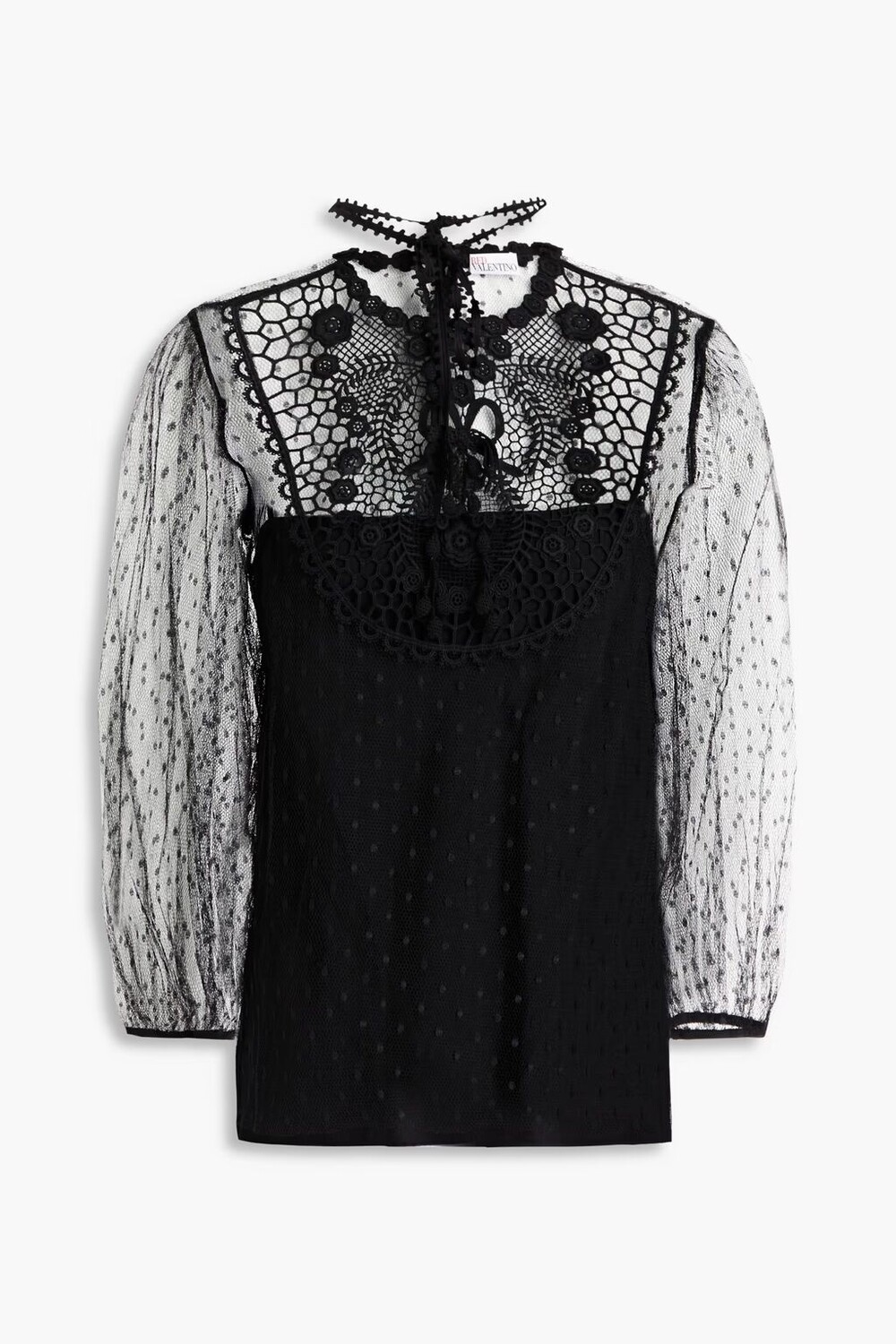 

Топ "пуэн-деспри" с отделкой крючком Redvalentino, черный