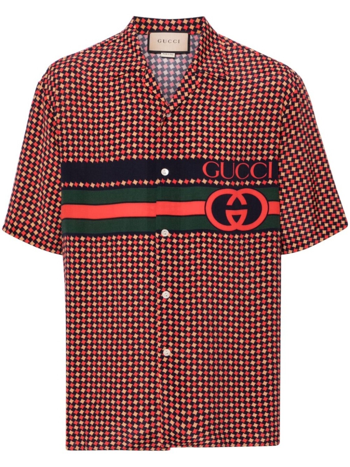 

Gucci шелковая рубашка в ломаную клетку, красный