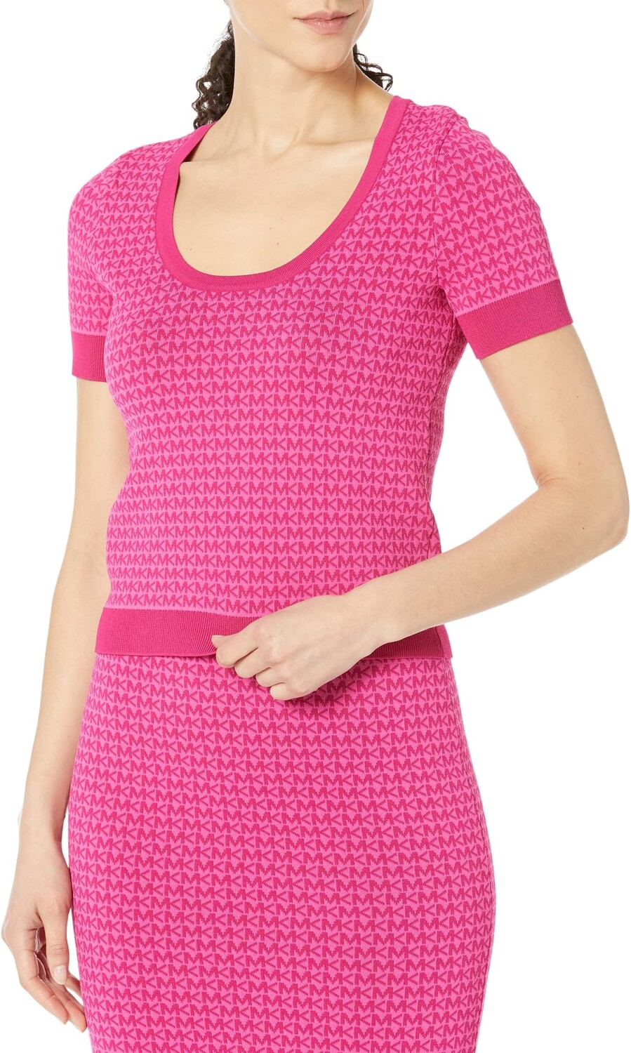 

Свитер Mini MK Block Scoop Neck Top MICHAEL Michael Kors, цвет Cerise