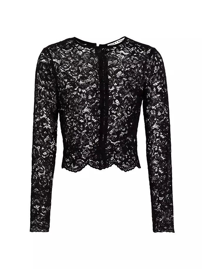 

Кружевной топ с длинными рукавами Delaina Alice + Olivia, черный
