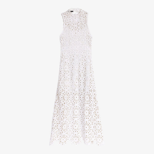 Платье макси, расшитое крючком и бисером Maje, цвет blanc