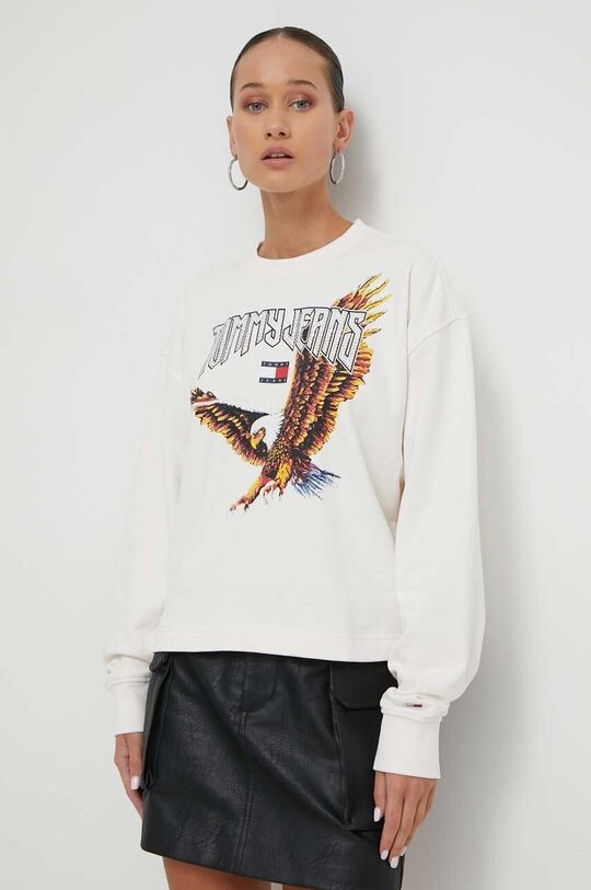 

Хлопковая толстовка Tommy Jeans, бежевый