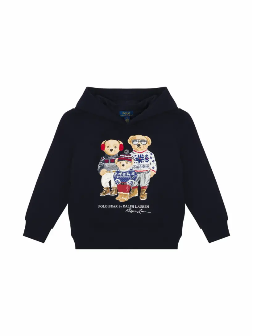

Хлопковое худи Polo Bear Ralph Lauren, тёмно-синий