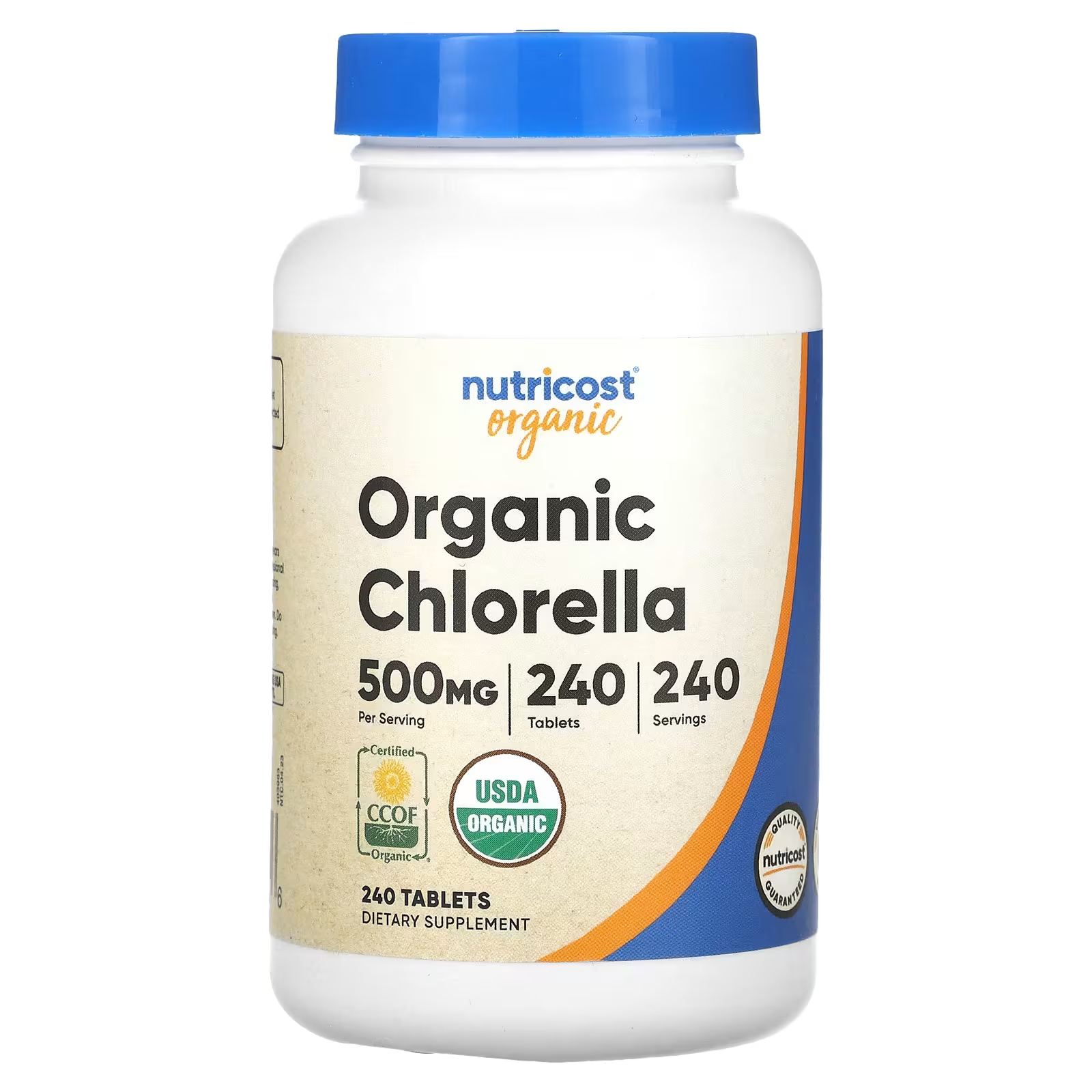 Органическая хлорелла Nutricost 500 мг, 240 таблеток