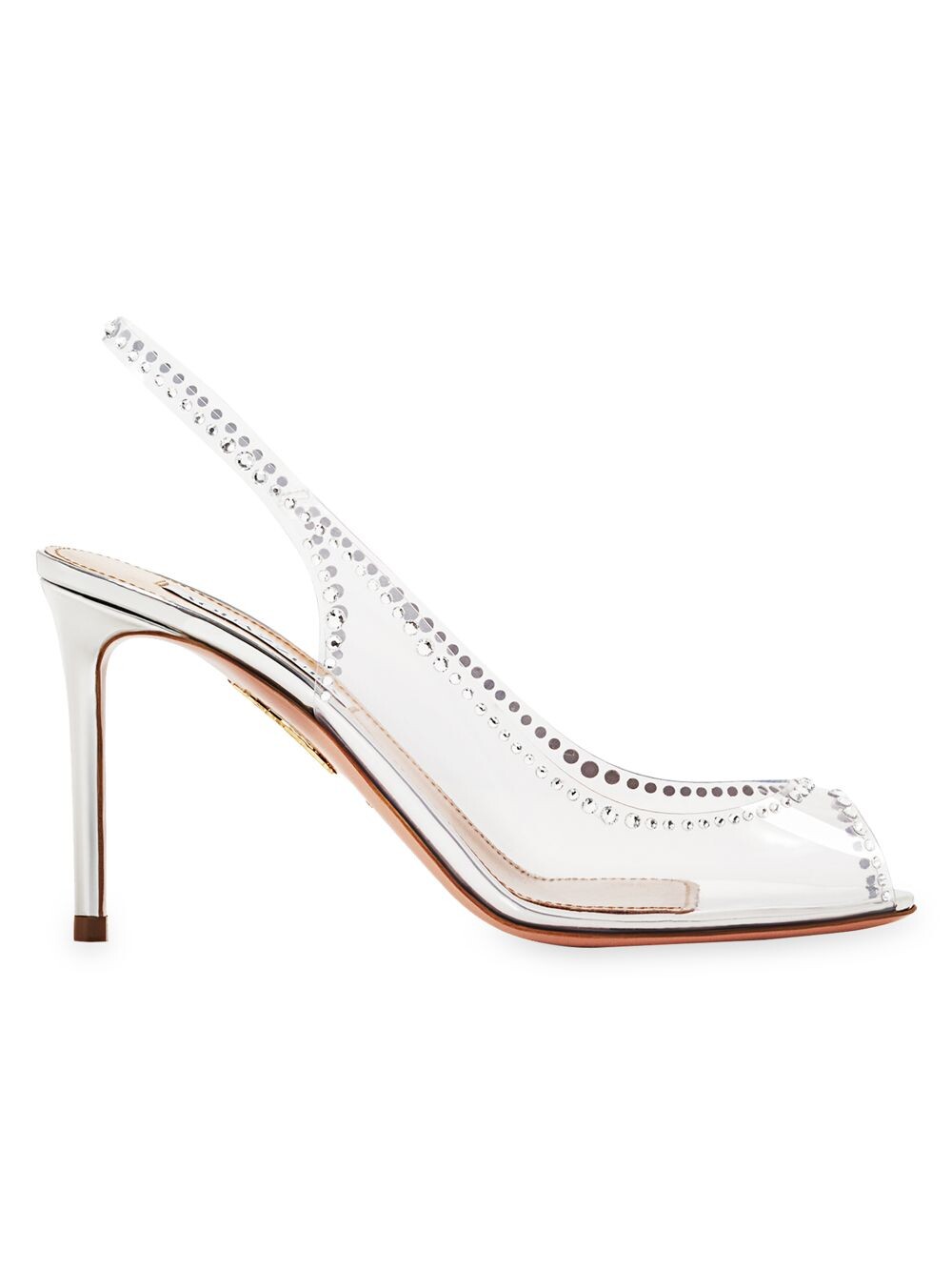 

Сандалии Ray Of Light Plexi с ремешком на пятке, украшенные кристаллами Aquazzura, серебряный