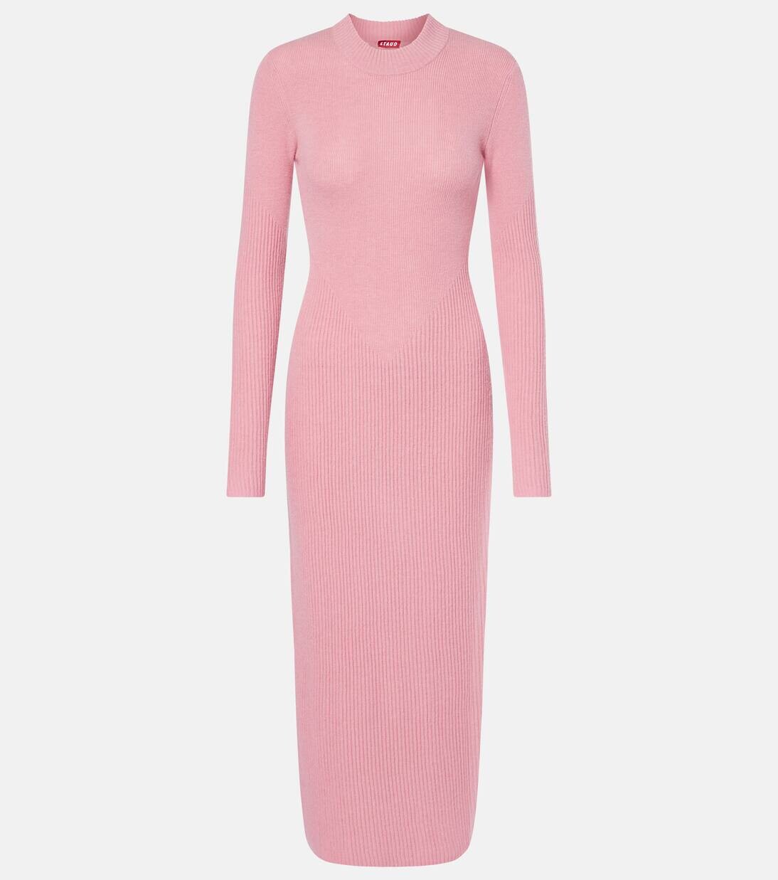 

Платье миди из смесовой шерсти Staud, цвет damask pink
