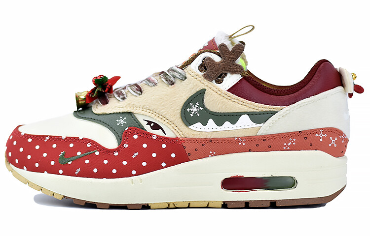 

Кроссовки Air Max 1 женские с низким верхом цвета хаки/красный/зеленый/белый Nike
