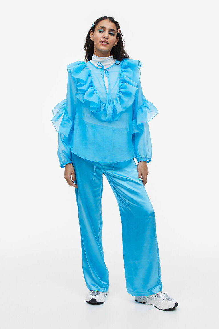 

Атласные брюки без застежки H&M, синий