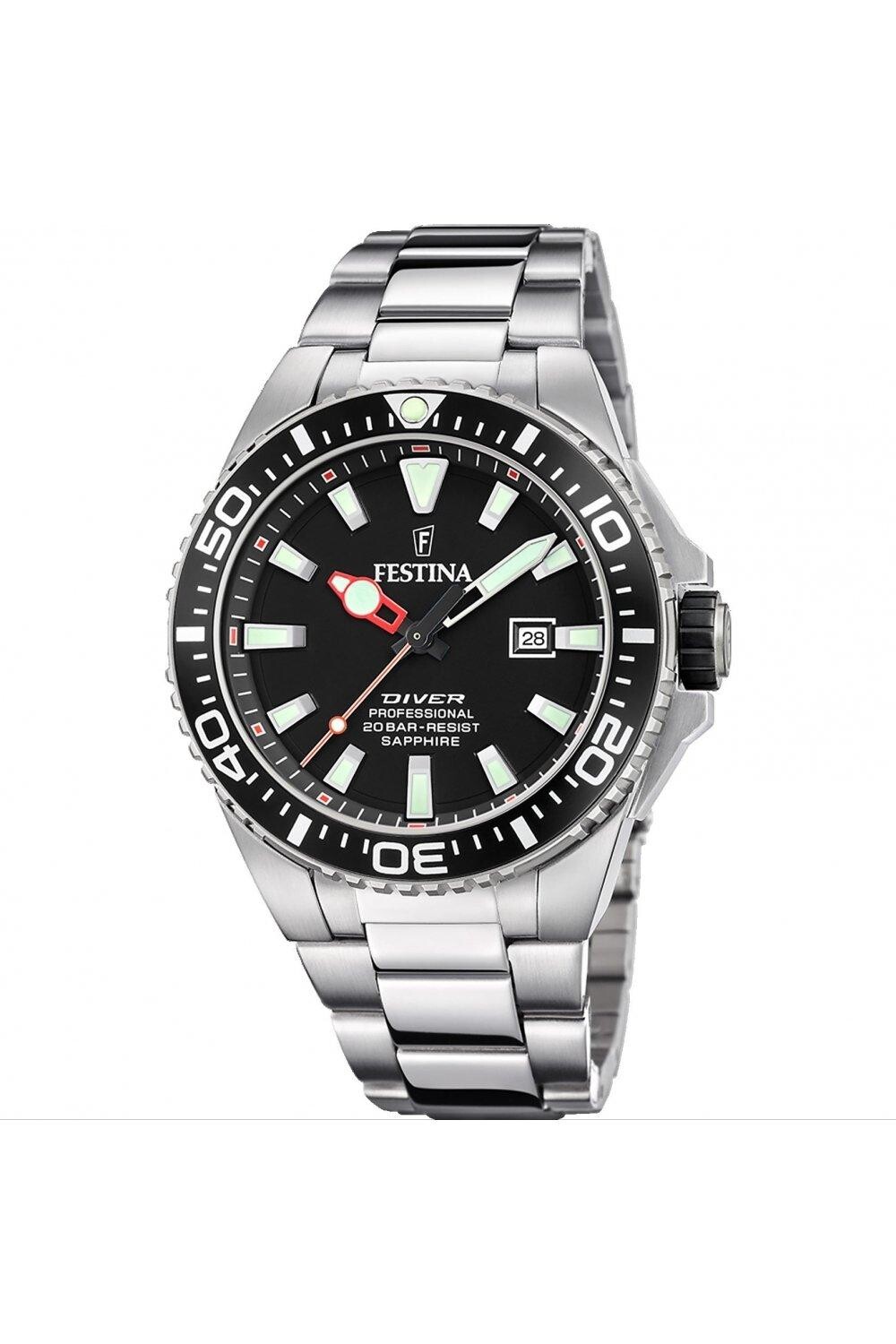 

Классические аналоговые кварцевые часы Diver из нержавеющей стали - F20663/3 Festina, черный