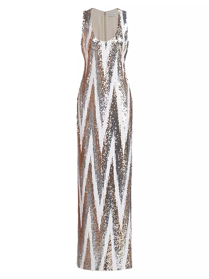 

Платье Eleanor с шевронами и пайетками Halston, цвет graphic silver
