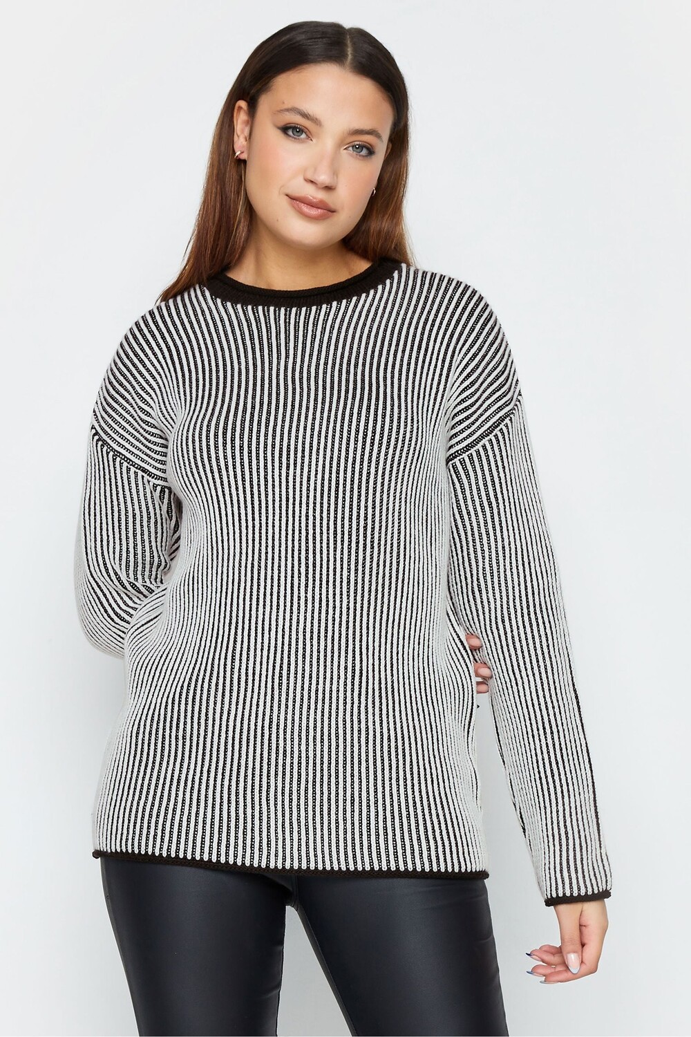 

Ребристый свитер со спущенными плечами Long Tall Sally, черный