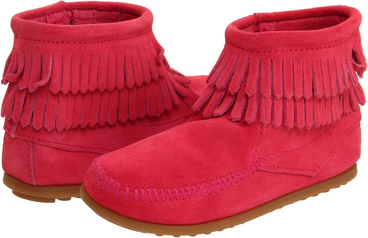 

Ботильоны Side Zip Double Fringe Minnetonka, цвет Hot Pink Suede