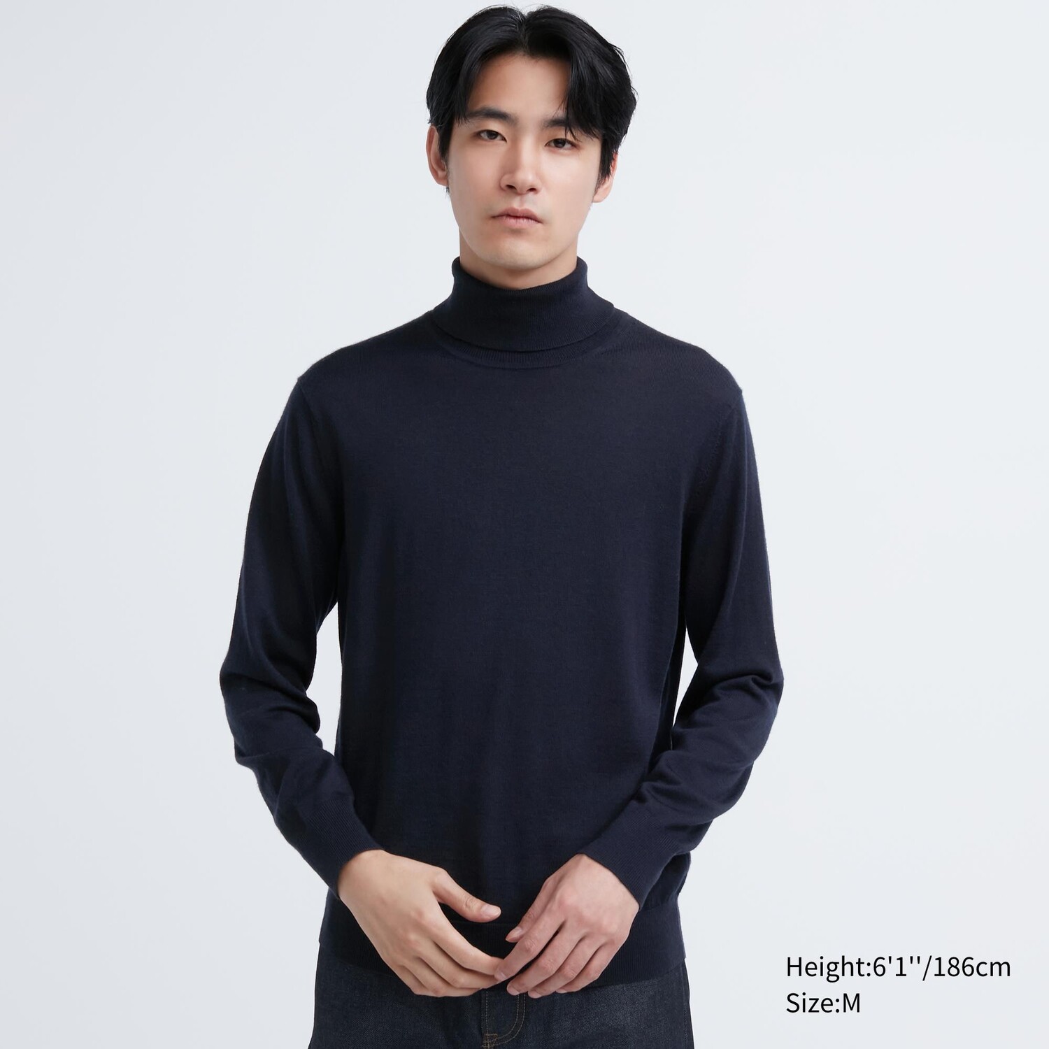 

Свитер Uniqlo мужской из шерсти мериноса, темно-синий