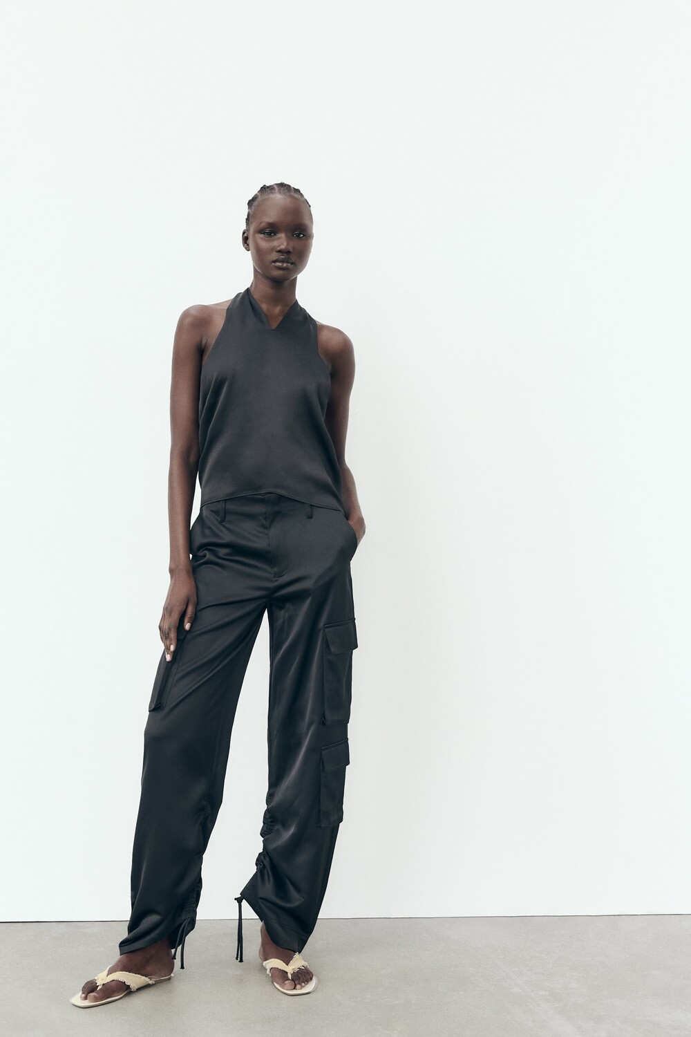 

Сандалии на плоской площадке Zara, экрю белый