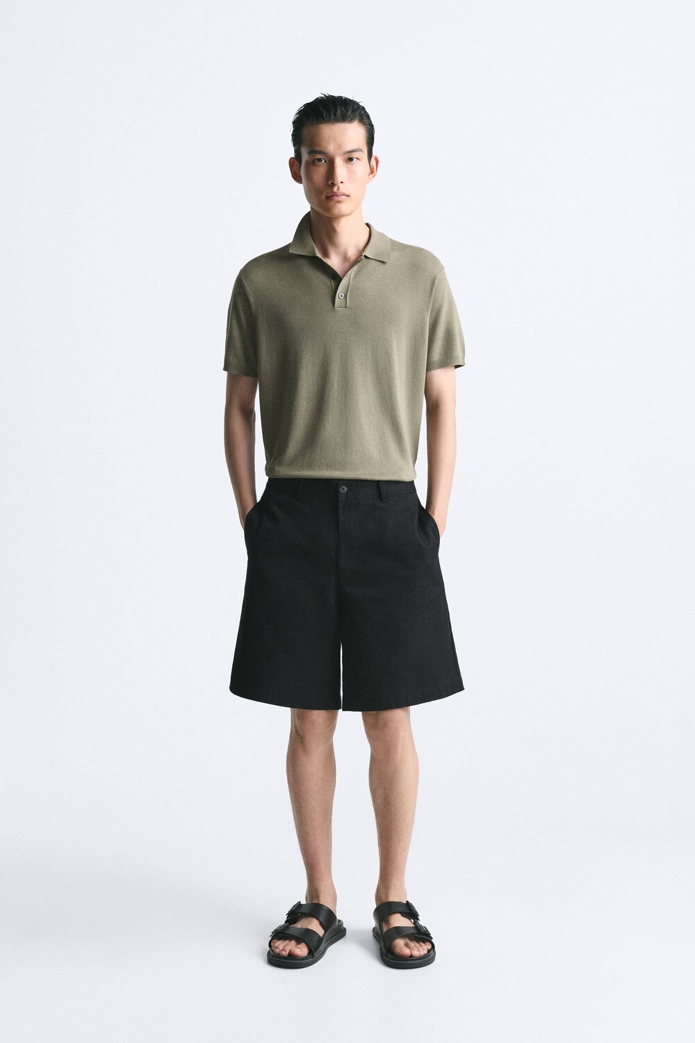 

Трикотажная рубашка из вискозы Zara, хаки