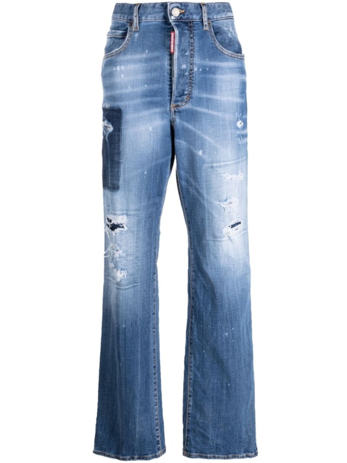 

Dsquared2 джинсы с завышенной талией и нашивкой-логотипом, синий