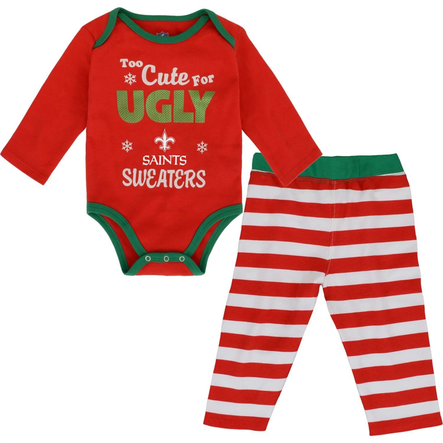 

Красный комплект из боди и брюк с длинными рукавами для девочек New Orleans Saints Too Cute Outerstuff